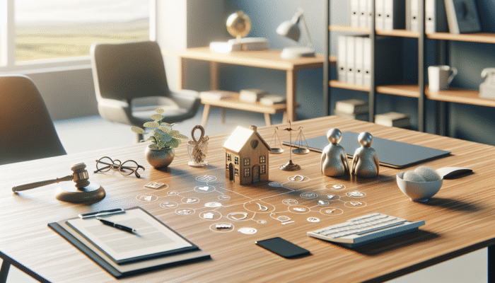 A desk displaying "Lasting Power of Attorney" documents, symbolising property management and elder care.