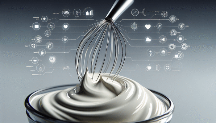 Egg whites being beaten from low to high speed, forming soft to stiff peaks for pavlova meringue.