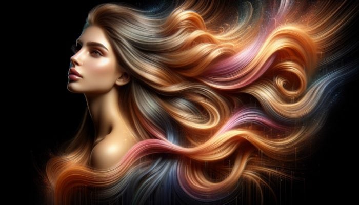 A woman with long, layered hair showing enhanced bounce and vitality through reduced weight and added volume.
