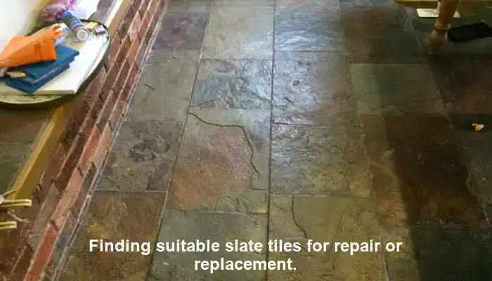 Mixed slate tiles displaying colour variation affecting replacement matching
